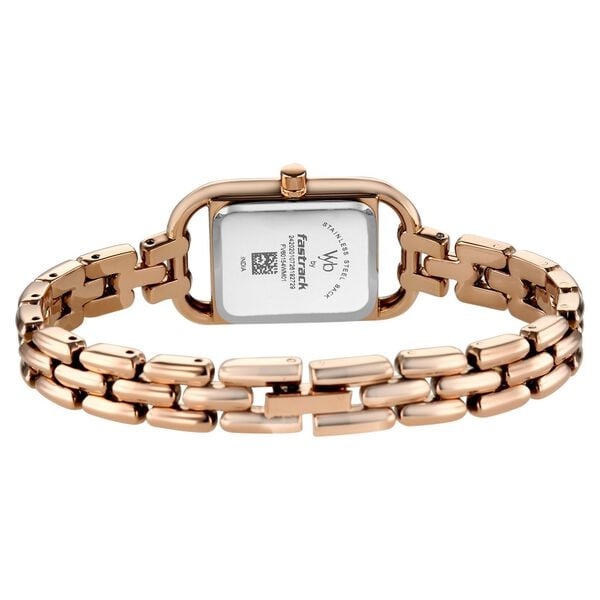 Vyb Bliss By Fastrack Quartz Analog Pink Dial Rose Gold Metal Strap Watch For Girls - image number 6
