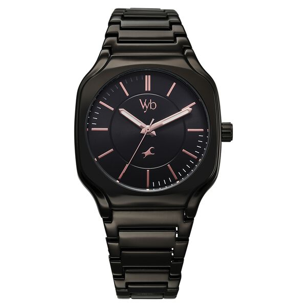 Vyb Maverick By Fastrack Quartz Analog Black Dial Metal Strap Watch For Guys - image number 2