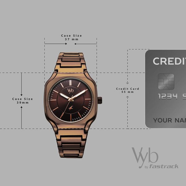 Vyb Maverick By Fastrack Quartz Analog Brown Dial Brown Metal Strap Watch For Guys - image number 3