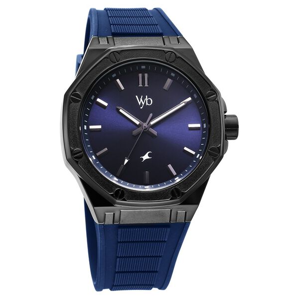Fastrack Vyb Rebel Quartz Analog Blue Dial Blue Color Silicone Strap Watch For Guys - image number 2