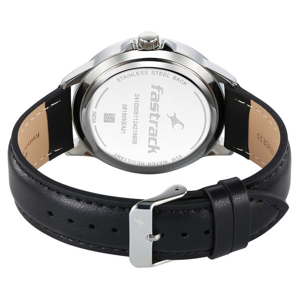 Fastrack Stunners X Quartz Analog Black Dial Leather Strap Watch For Guys - image number 4