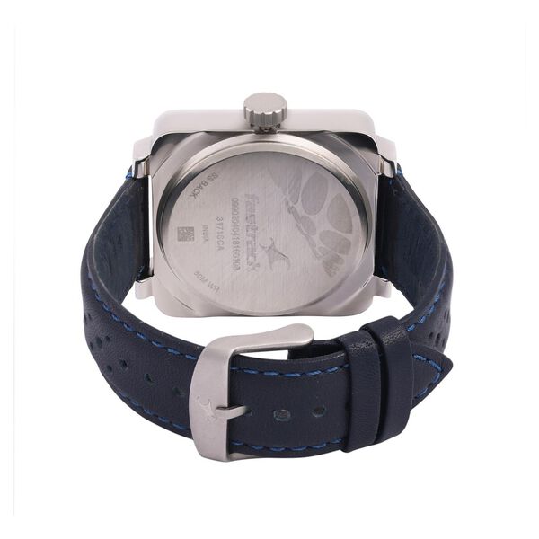 Fastrack Loopholes Quartz Analog with Day and Date Blue Dial Leather Strap Watch for Guys - image number 4