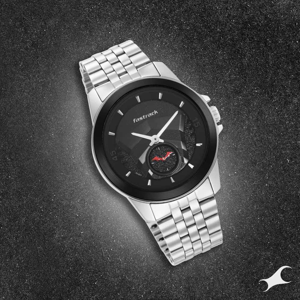 Fastrack Batman Quartz Analog Black Dial Stainless Steel Strap