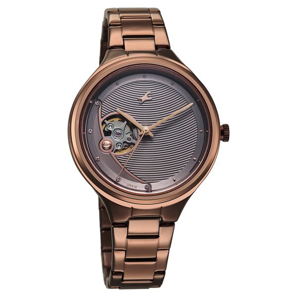 Fastrack Automatic Brown Dial Metal Strap Watch For Girls - image number 1