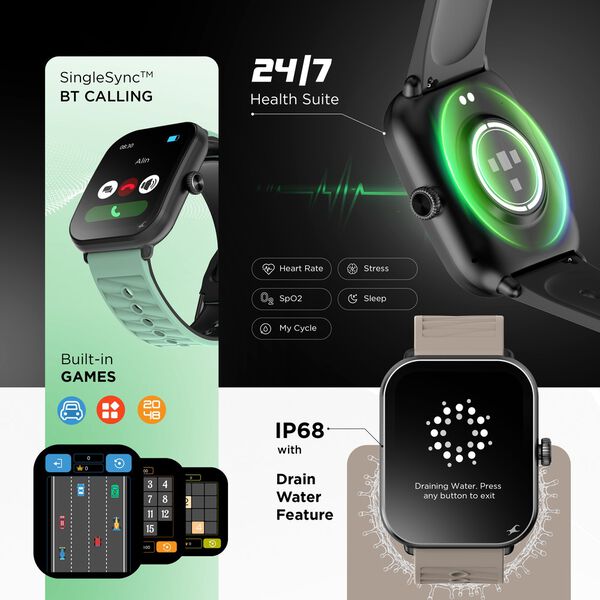Fastrack MYND - 4.9 cm AMOLED Display, AI Watchface, Offline Voice Commands, AI Chat, BT Calling IP68 Smartwatch - image number 6