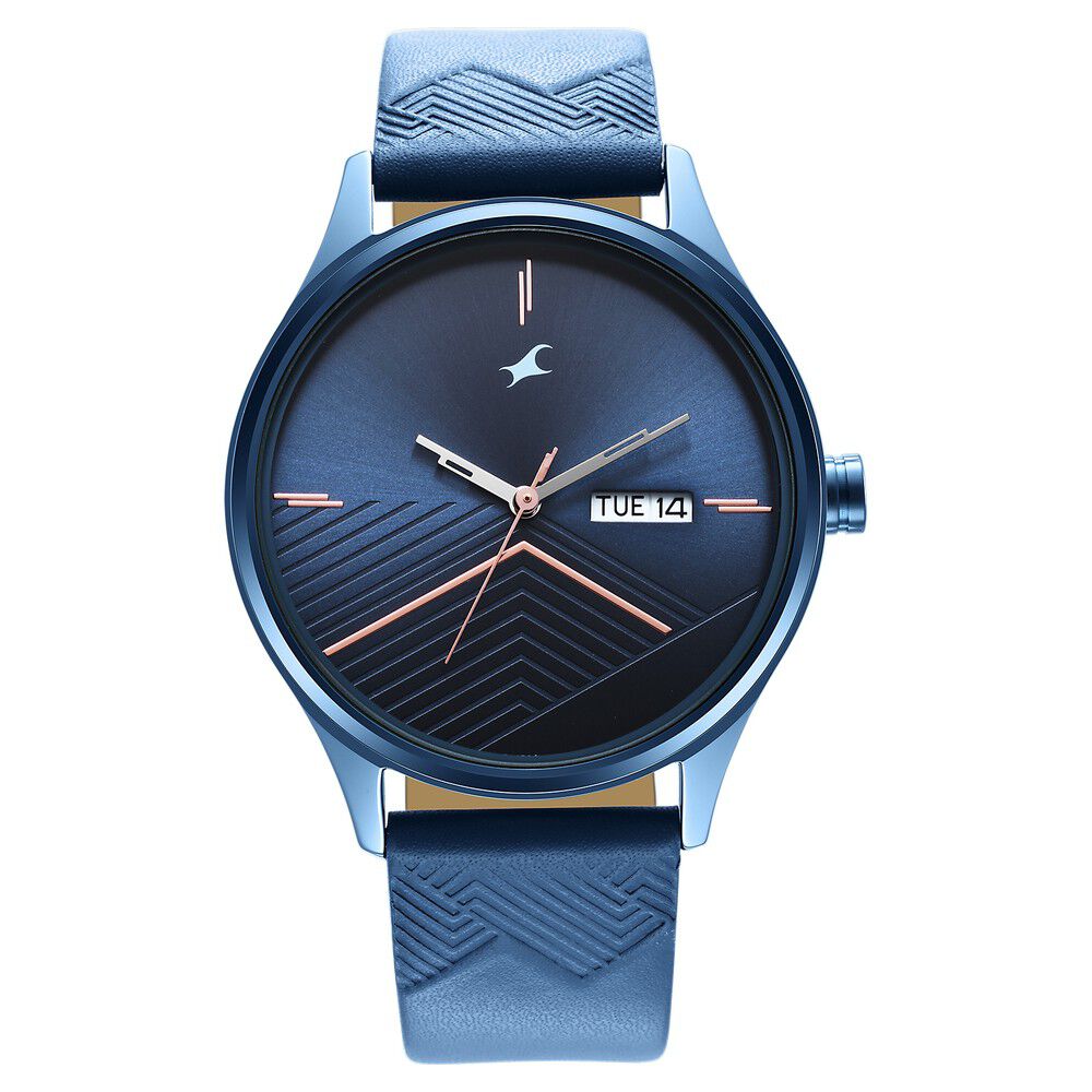 Fastrack Style Up Quartz Analog with day and date Blue Dial