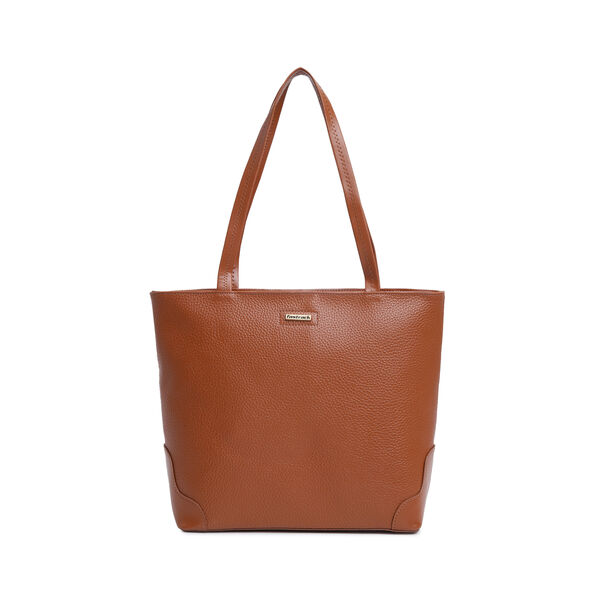 Fastrack Stylish Textured Tote Bag for Women | Trendy Casual Bag for Ladies, Women, Girls | Everyday College Bag Made of High-Quality Faux Leather (Tan) - image number 0