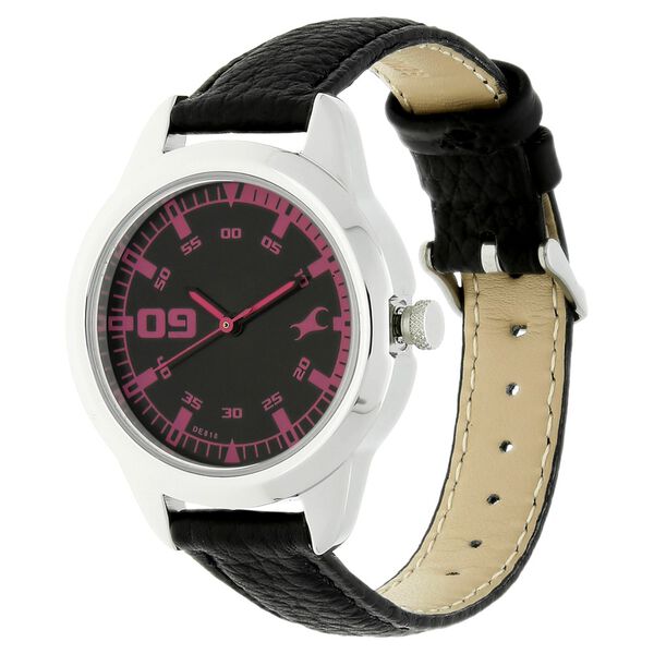 Fastrack Quartz Analog Black Dial Leather Strap Watch for Girls - image number 1