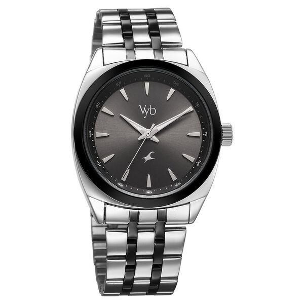 Fastrack Vyb Arcane Quartz Analog Black Dial Two Toned Color Metal Strap Watch For Guys - image number 2