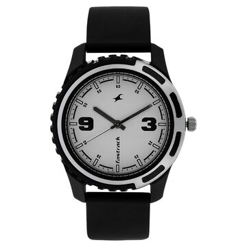 Fastrack Quartz Analog White Dial Plastic Strap Watch for Guys