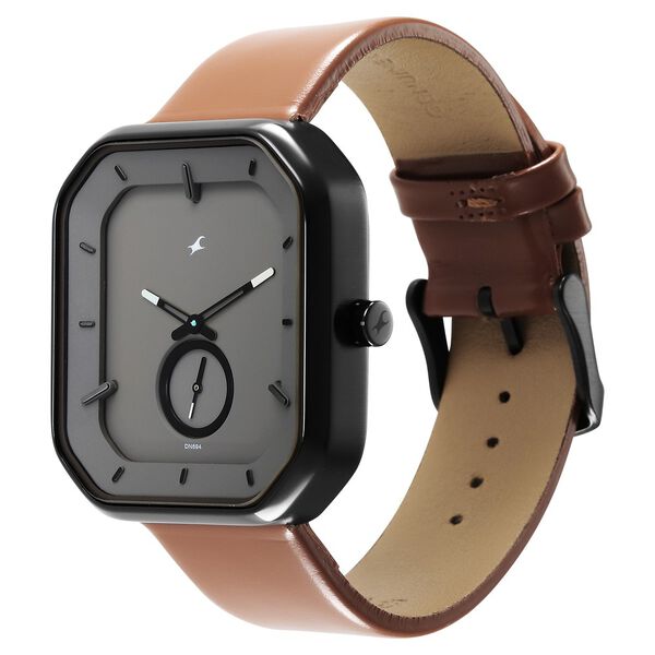 Fastrack After Dark Grey Dial Leather Strap Watch for Guys - image number 3