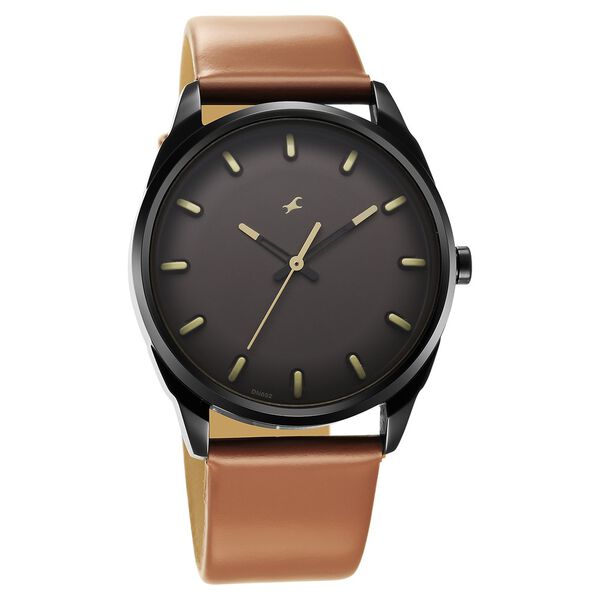 Fastrack After Dark Brown Dial Leather Strap Watch for Guys - image number 1
