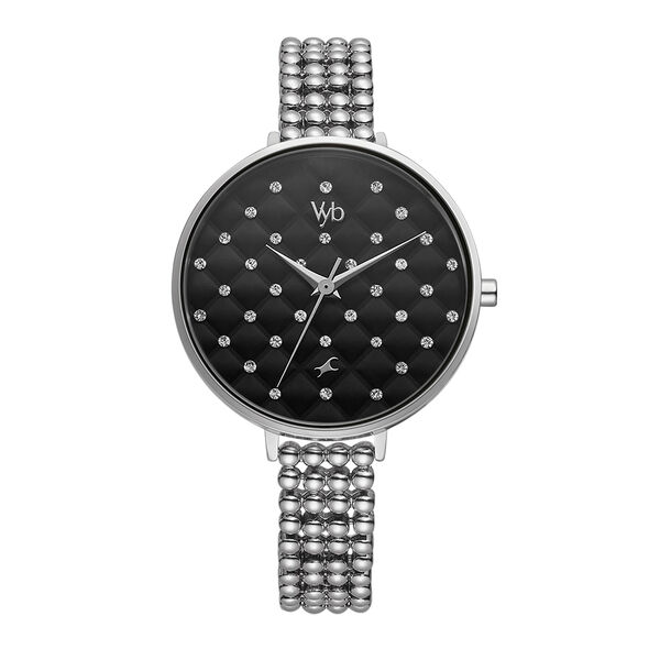 Fastrack Vyb Iconique Quartz Analog Black Dial Metal Strap Watch for Girls - image number 0