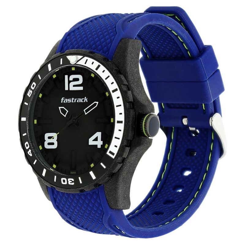 Fastrack Light Weight Quartz Analog Black Dial Silicone Strap Watch for