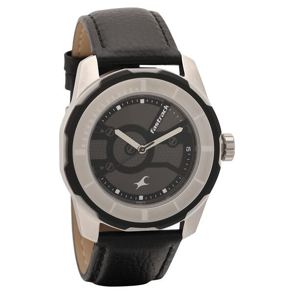 Fastrack Quartz Analog Black Dial Leather Strap Watch for Guys - image number 0