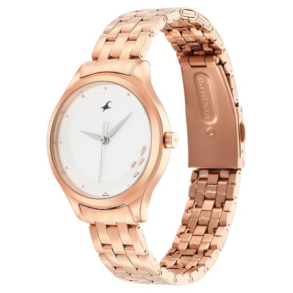Fastrack Stunners Quartz Analog White Dial Stainless Steel Strap Watch for Girls - image number 3
