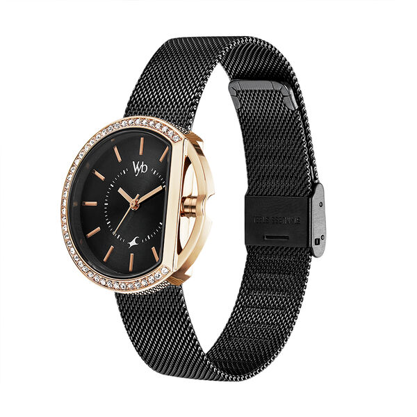 Fastrack Vyb Showstopper Quartz Analog Black Dial Stainless Steel Strap Watch for Girls - image number 3