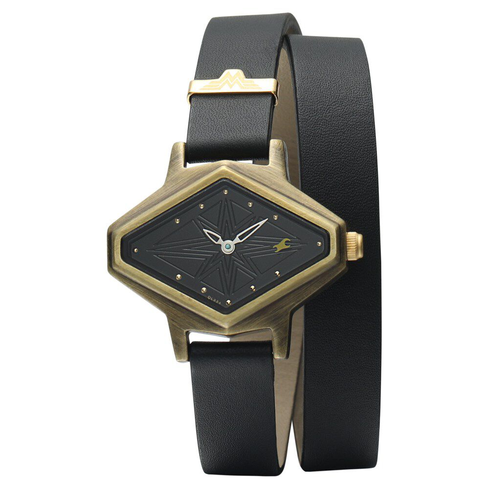 Fastrack Wonder Woman Quartz Analog Black Dial Leather Strap Watch