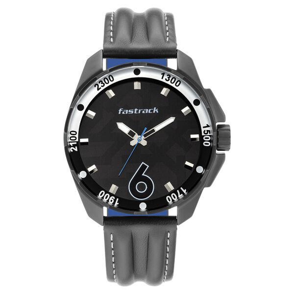Fastrack Hitlist Quartz Analog Black Dial Leather Strap Watch for Guys - image number 1