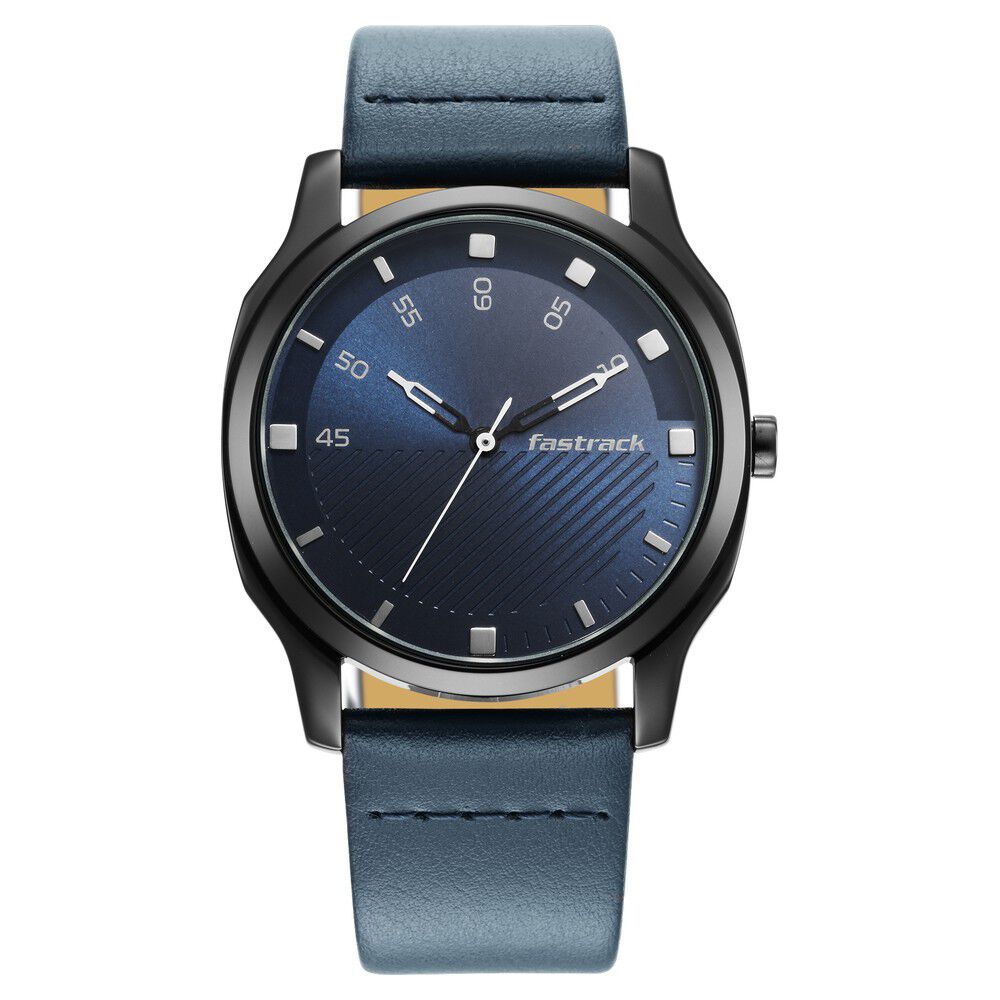 Buy Online Fastrack Stunners Quartz Analog Blue Dial Leather Strap Watch for Guys ns3255nl03 Fastrack