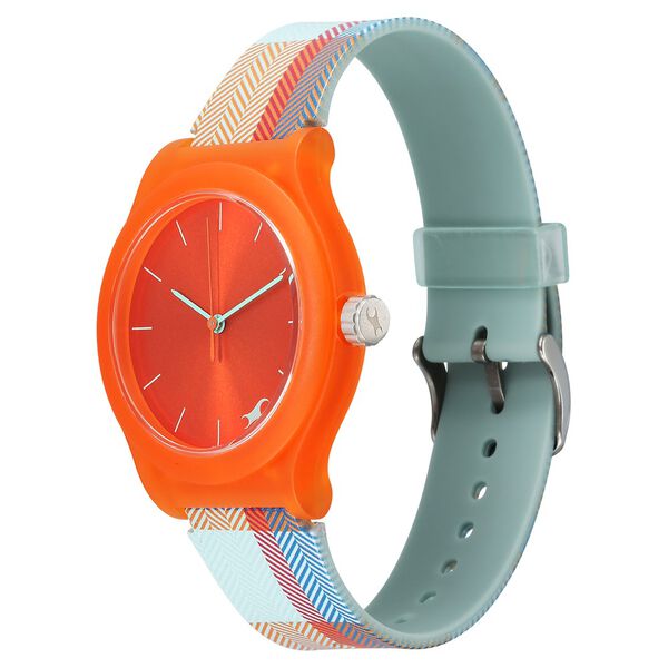 Fastrack Tees Urbanique Quartz Analog Orange Dial Silicon Strap Watch For Girls - image number 2