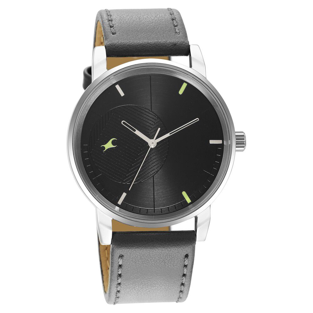 Fastrack Stunners Quartz Analog Black Dial Leather Strap Watch for