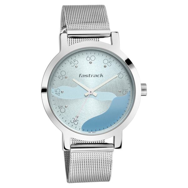 Fastrack Bare Basics Quartz Analog Blue Dial Stainless Steel Strap Watch for Girls - image number 1
