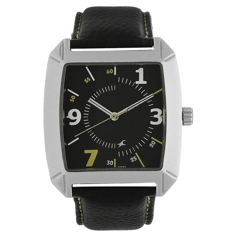 Fastrack Quartz Analog Black Dial Leather Strap Watch for Guys