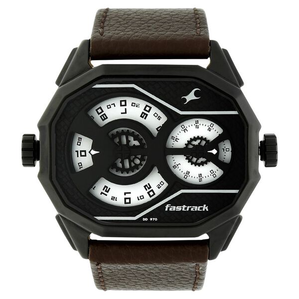 Fastrack Quartz Analog White Dial Leather Strap Watch for Guys - image number 0