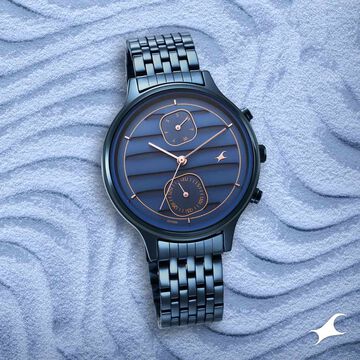 Fastrack Style Up Blue Dial Stainless Steel Strap Watch for Girls