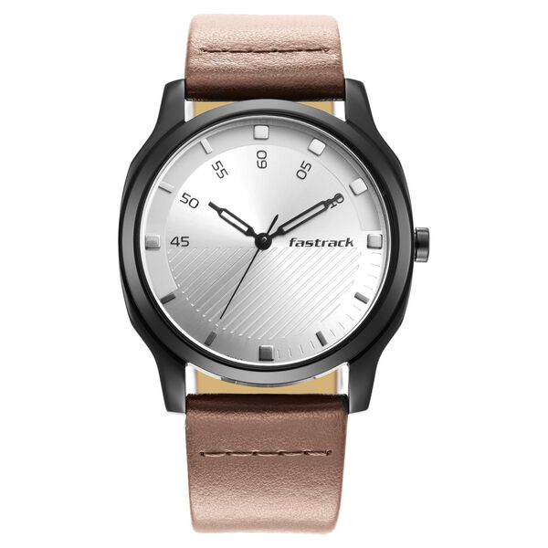 Fastrack Stunners Quartz Analog Silver Dial Leather Strap Watch for Guys - image number 2