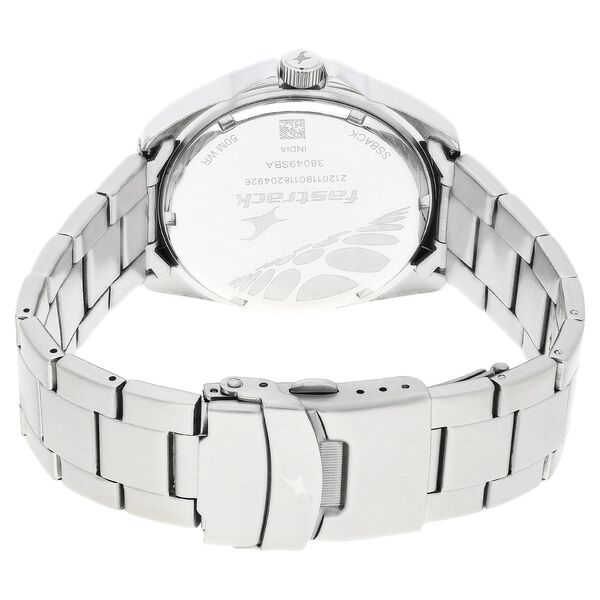 Fastrack Loopholes Quartz Analog with Date Black Dial Stainless Steel Strap Watch for Guys - image number 4