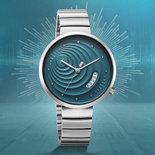 Fastrack Groove Quartz Analog with Date Teal Dial Girls Stainless Steel Watch - image number 0