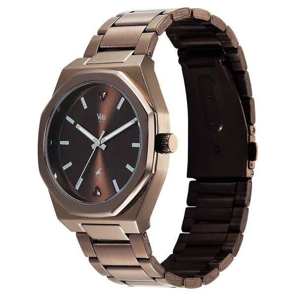 Vyb Nimbus By Fastrack Quartz Analog Brown Dial Brown Stainless Steel Strap Watch For Guys - image number 2