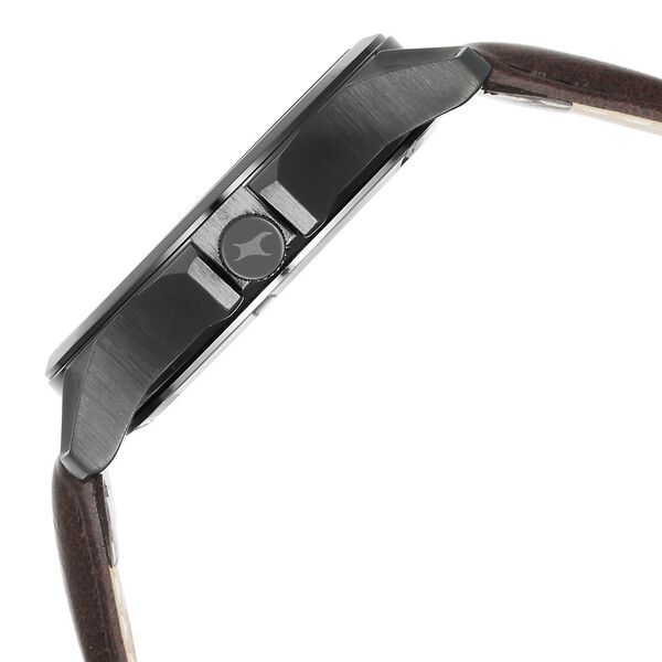 Fastrack Groove Quartz Analog with Date Two Toned Dial Brown Leather Strap Watch For Guys - image number 6
