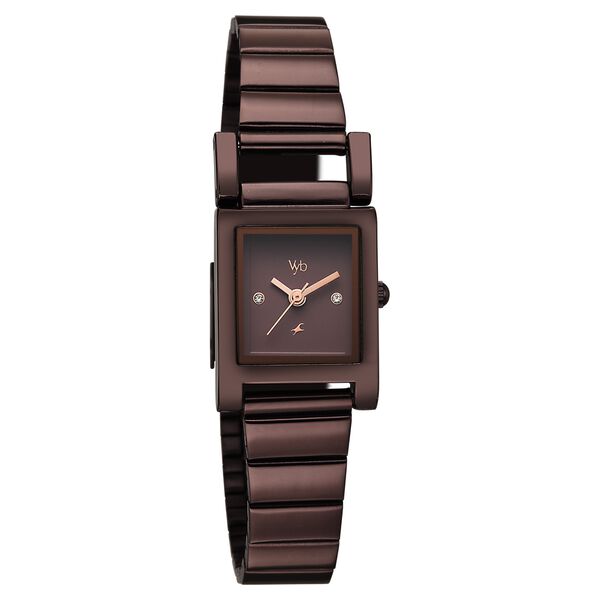 Vyb Muse By Fastrack Quartz Analog Brown Dial Brown Stainless Steel Strap Watch For Girls - image number 1