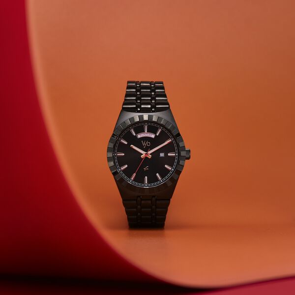 Fastrack Vyb Orion Quartz Analog Black Dial Black Color Metal Strap Watch For Guys - image number 0