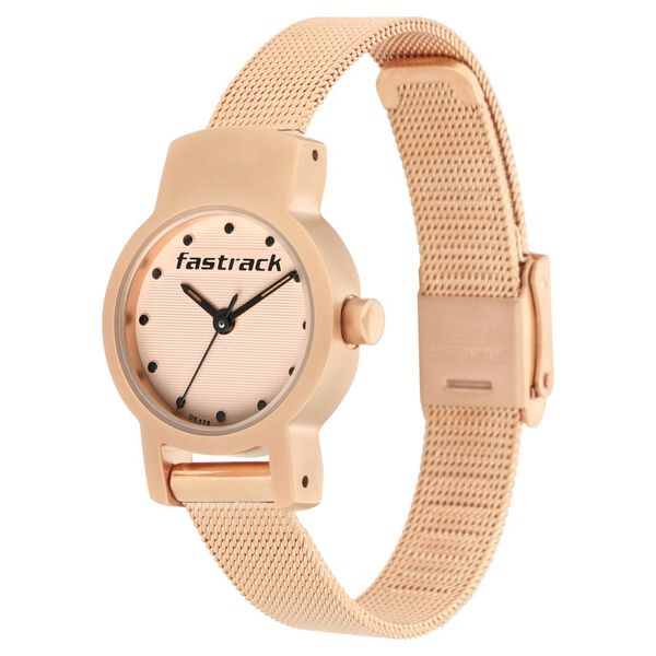 Fastrack Hitlist Quartz Analog with Date Rose Gold Dial Stainless Steel Strap Watch for Girls - image number 2