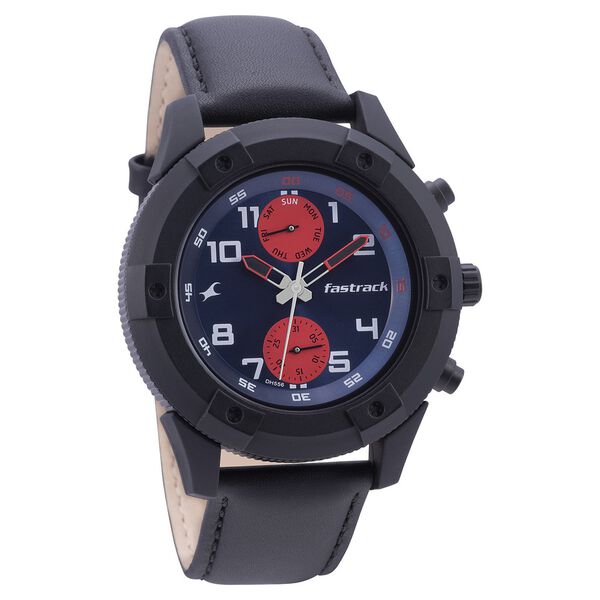 Fastrack Modular Quartz Analog Blue Dial Leather Strap Watch for Guys - image number 0