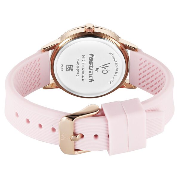 Vyb Manifester By Fastrack Quartz Analog Pink Dial Silicone Strap Watch For Girls - image number 5