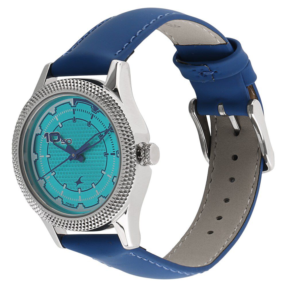 Fastrack Quartz Analog Blue Dial Leather Strap Watch for Girls