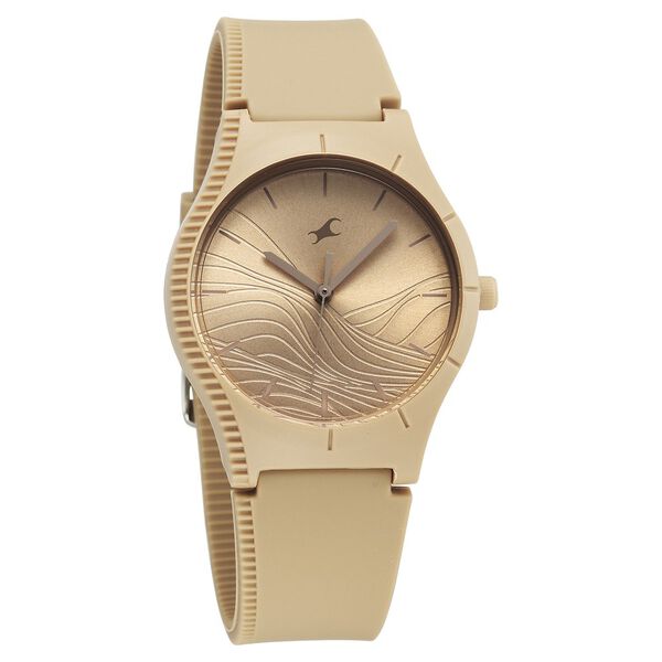 Fastrack Tees Wanderlust Quartz Analog Beige Dial Silicone Strap Watch for Girls - image number 1