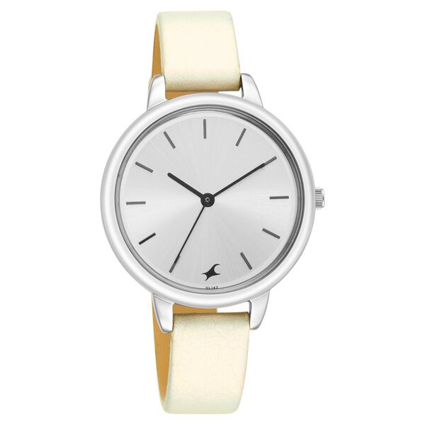 Fastrack Glitch Quartz Analog Silver Dial Leather Strap Watch for Girls - image number 0