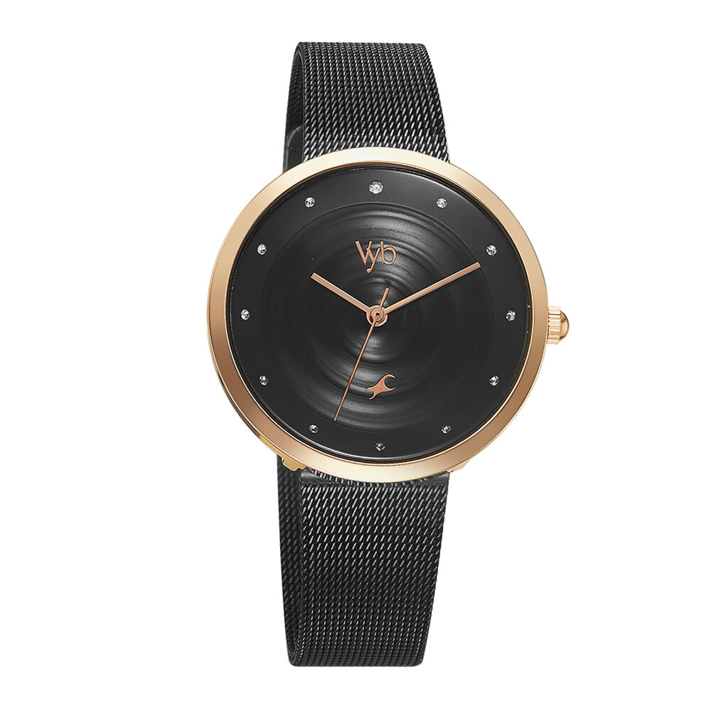 Buy Online Fastrack Vyb Manifester Quartz Analog Black Dial Stainless Steel Strap Watch for Girls fv60006km01w Fastrack
