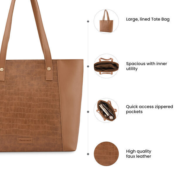 Fastrack Tan Large Tote Bag for Women - image number 8