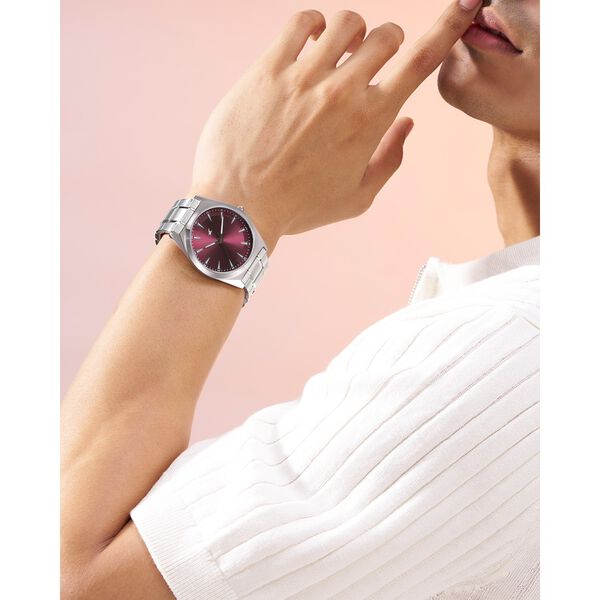Fastrack Stunners X Quartz Analog Maroon Dial Stainless Steel Strap Watch For Guys - image number 5