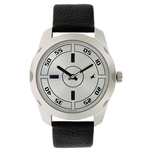 Fastrack Quartz Analog Silver Dial Leather Strap Watch for Guys - image number 0