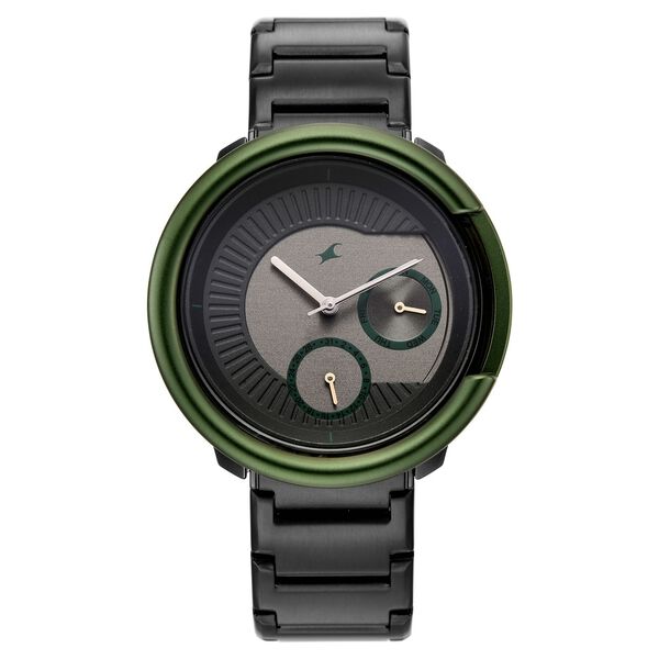 Fastrack Multifunction Textured Black Dial Men's Watch with Integrated Black Metal Bracelet - image number 0