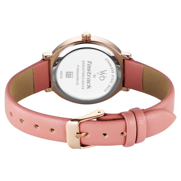 Fastrack Vyb Spotlight Quartz Analog Mother of Pearl Dial Pink Leather Strap Watch For Girls - image number 5