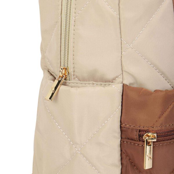 Quilted carry laptop backpack- beige - image number 7